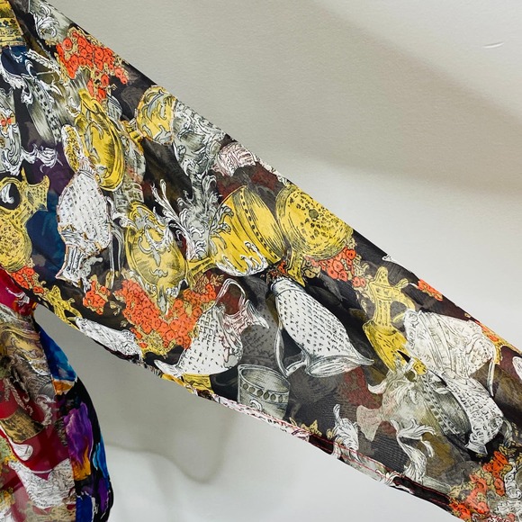 Vintage Sebatu Sheer Mixed Media Beaded High Low Top Womens Med 80s Art to Wear - Picture 11 of 12